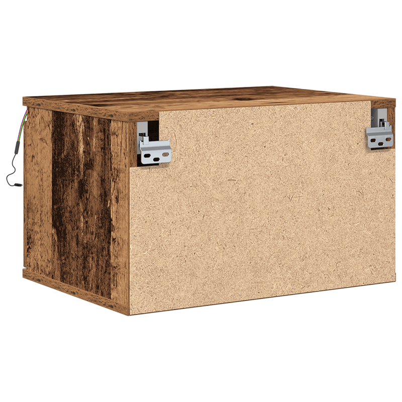 Casa si Gradina - Mobilier - Comode si corpuri - Noptiere - Noptiera cu LED-uri, de perete, lemn vechi, 50x36x30 cm - Infinity.ro