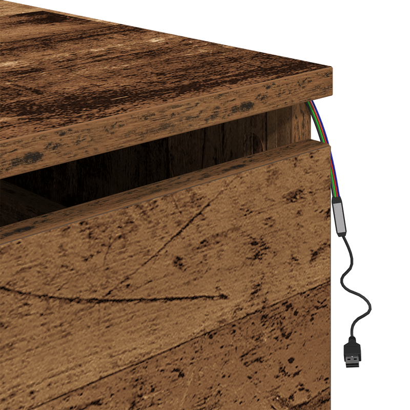 Casa si Gradina - Mobilier - Comode si corpuri - Noptiere - Noptiera cu LED-uri, de perete, lemn vechi, 50x36x30 cm - Infinity.ro