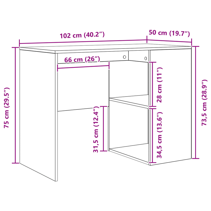 Casa si Gradina - Mobilier - Mese si birouri - Birouri - Birou de scris Gri Sonoma Lemn Standard Depozitare - Infinity.ro