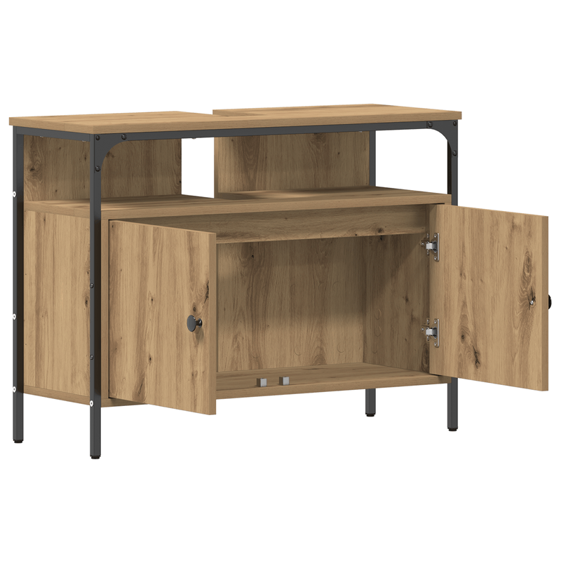 Casa si Gradina - Mobilier - Mobilier baie - Comode baie - Comoda chiuveta de baie, stejar artizanal, 80x30x60 cm, lemn - Infinity.ro