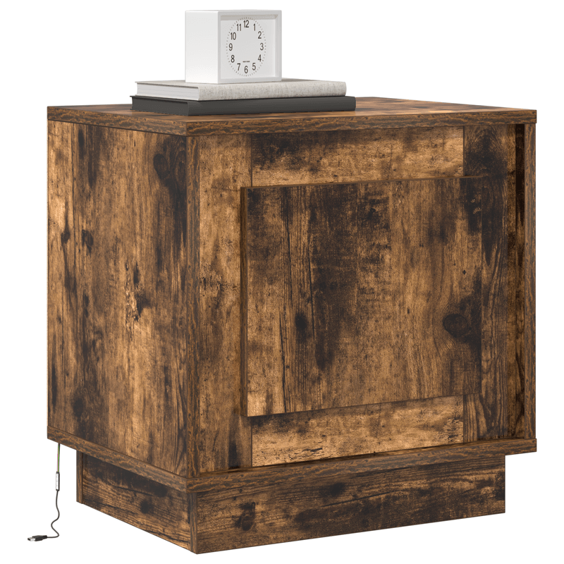 Casa si Gradina - Mobilier - Comode si corpuri - Noptiere - Noptiera cu lumini LED 2 buc Afumat Stejar 44x34,5x45 cm - Infinity.ro