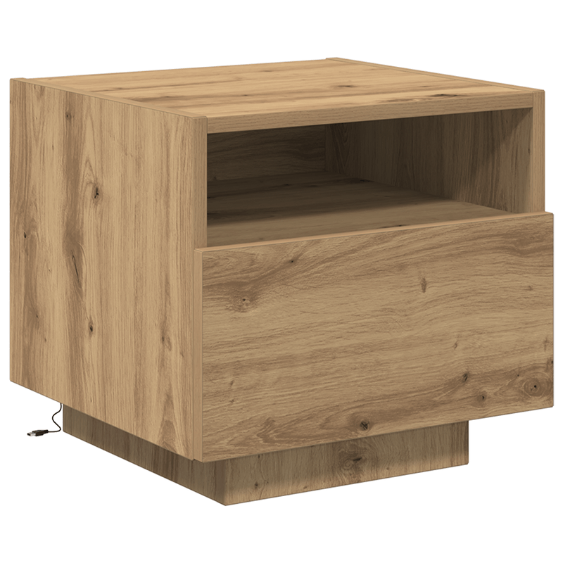 Casa si Gradina - Mobilier - Comode si corpuri - Noptiere - Noptiera cu LED-uri, stejar artizanal, 40x39x37 cm - Infinity.ro