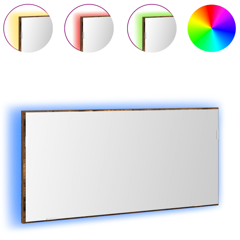Casa si Gradina - Mobilier - Mobilier baie - Corpuri baie - Dulap de baie cu oglinda si LED, stejar fumuriu, 80x37 cm - Infinity.ro