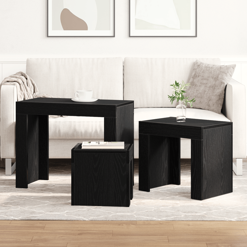 Casa si Gradina - Mobilier - Mese si birouri - Masute de cafea - Set 3 masute de cafea stivuibile, stejar negru, lemn prelucrat - Infinity.ro