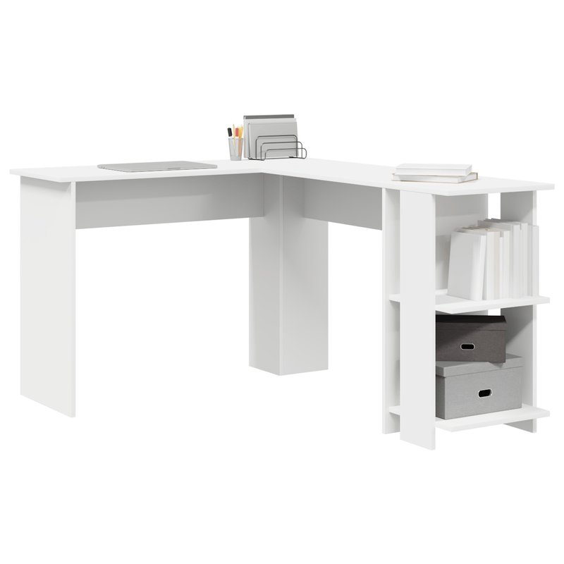 Casa si Gradina - Mobilier - Mese si birouri - Birouri - Birou Alb de Colt Alb Lemn aglomerat Mare Stocare Birou de colt - Infinity.ro