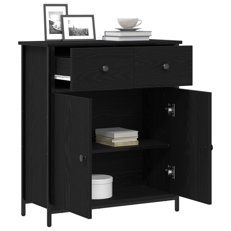 Casa si Gradina - Mobilier - Comode si corpuri - Comode - Dulap, stejar negru, 70x30x80 cm, lemn prelucrat si otel - Infinity.ro