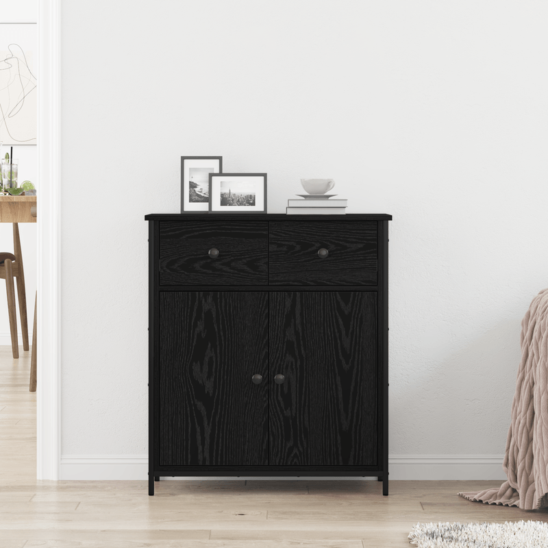 Casa si Gradina - Mobilier - Comode si corpuri - Comode - Dulap, stejar negru, 70x30x80 cm, lemn prelucrat si otel - Infinity.ro
