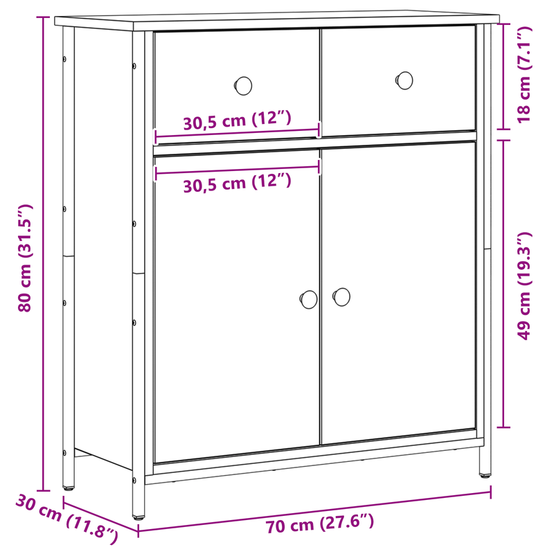 Casa si Gradina - Mobilier - Comode si corpuri - Comode - Dulap, stejar negru, 70x30x80 cm, lemn prelucrat si otel - Infinity.ro