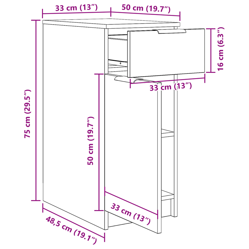 Casa si Gradina - Mobilier - Dulapuri si sifoniere - Dulapuri - Birou dulap  in stejar negru - 33x50x75 cm - Fabricat din lemn ingineresc - Infinity.ro