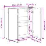 Casa si Gradina - Mobilier - Mobilier baie - Corpuri baie - Cabinet cu oglinda pentru baie - Stejar negru, 64x20x66.5 cm, Fabricat din lemn prelucrat - Infinity.ro