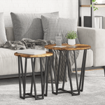 Casa si Gradina - Mobilier - Mese si birouri - Mese living - Set 2 mese laterale, stejar fumuriu, lemn prelucrat si metal - Infinity.ro
