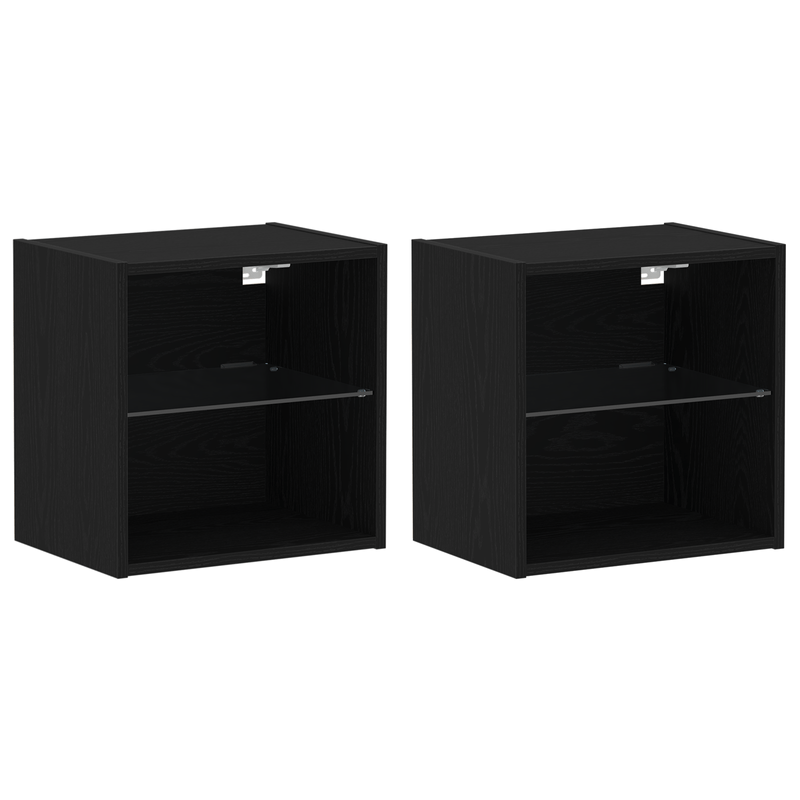 Casa si Gradina - Mobilier - Biblioteci si rafturi - Rafturi - Raft suspendat, 2 buc., stejar negru, 40x28,5x40 cm, lemn - Infinity.ro
