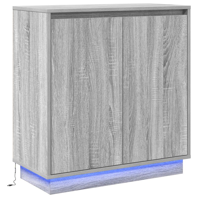 Casa si Gradina - Mobilier - Comode si corpuri - Noptiere - Bufet cu LED Gri Sonoma 71x34,5x75 cm din lemn - Infinity.ro