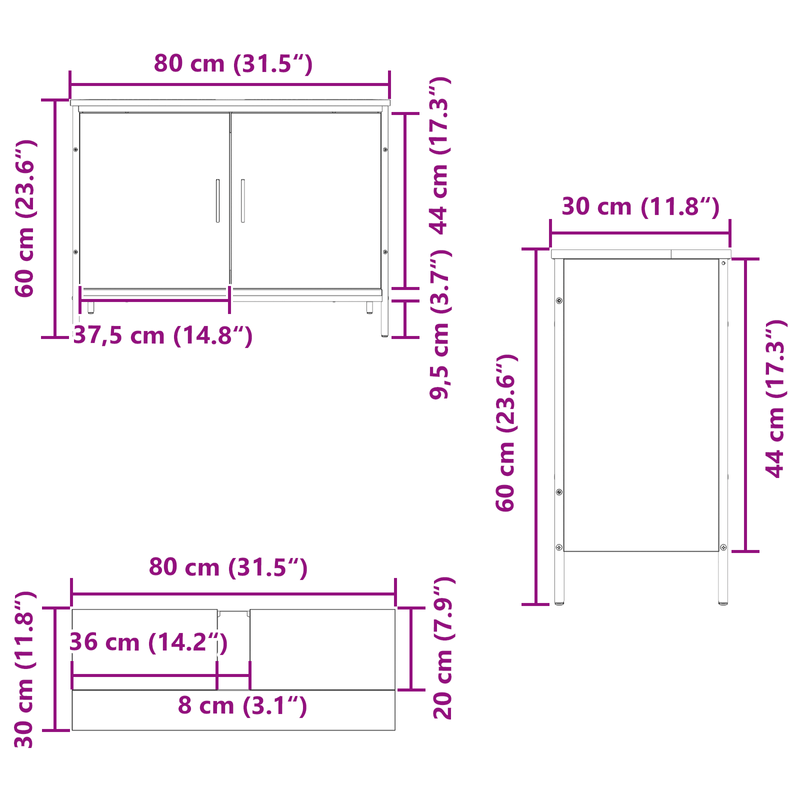Casa si Gradina - Mobilier - Mobilier baie - Comode baie - Comoda chiuveta de baie, stejar negru 80x30x60 cm lemn prelucrat - Infinity.ro