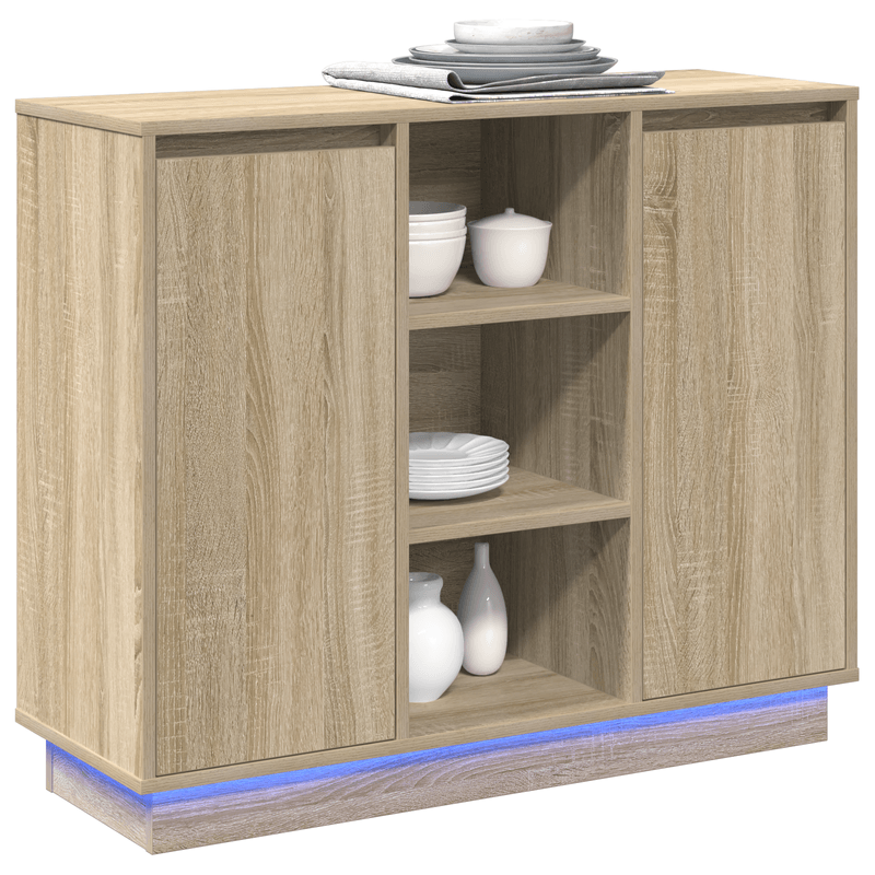 Casa si Gradina - Mobilier - Comode si corpuri - Comode - Comoda cu LED Stejar Sonoma 90x32x75 cm Lemn prelucrat - Infinity.ro