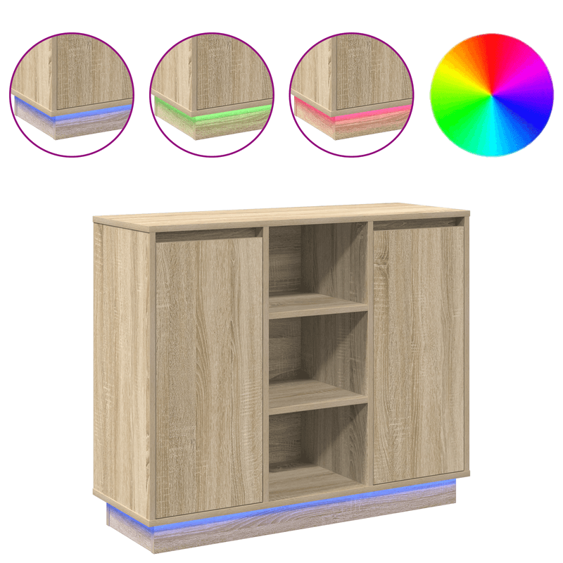 Casa si Gradina - Mobilier - Comode si corpuri - Comode - Comoda cu LED Stejar Sonoma 90x32x75 cm Lemn prelucrat - Infinity.ro