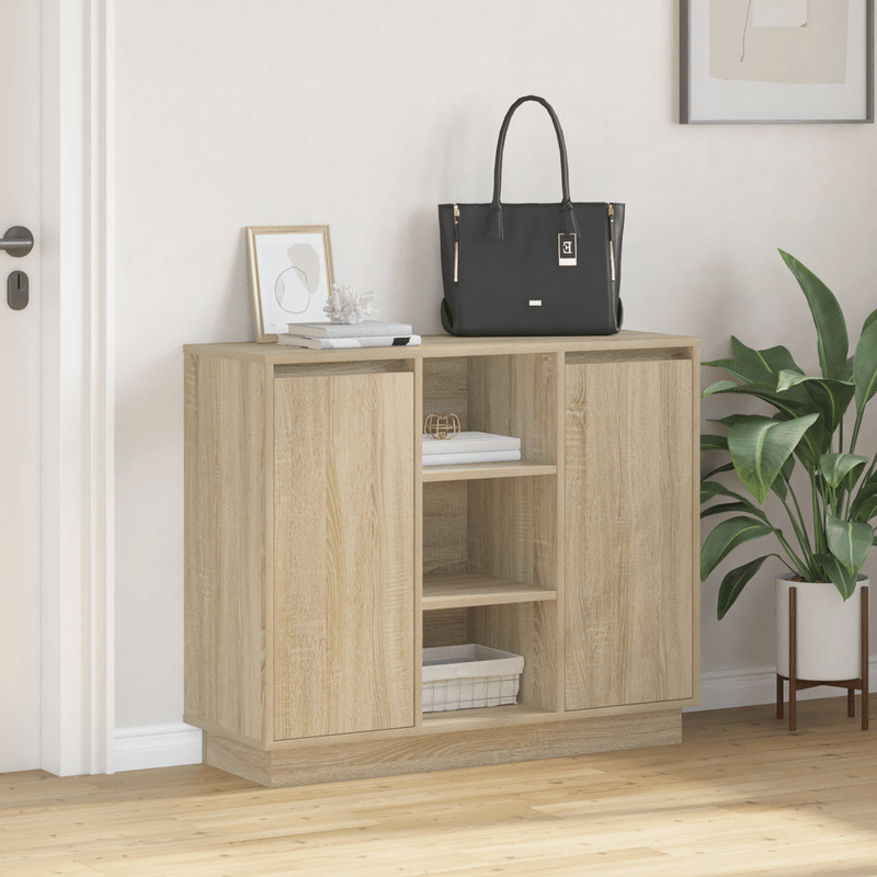 Casa si Gradina - Mobilier - Comode si corpuri - Comode - Comoda cu LED Stejar Sonoma 90x32x75 cm Lemn prelucrat - Infinity.ro