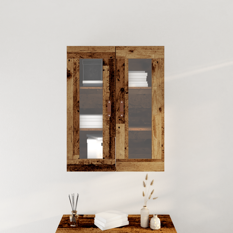 Casa si Gradina - Mobilier - Comode si corpuri - Comode - Dulap de perete cu usi din sticla, lemn vechi, 69,5x34x90 cm - Infinity.ro