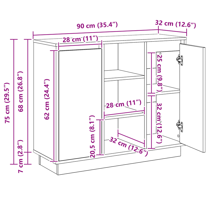 Casa si Gradina - Mobilier - Comode si corpuri - Comode - Comoda cu LED Stejar Sonoma 90x32x75 cm Lemn prelucrat - Infinity.ro