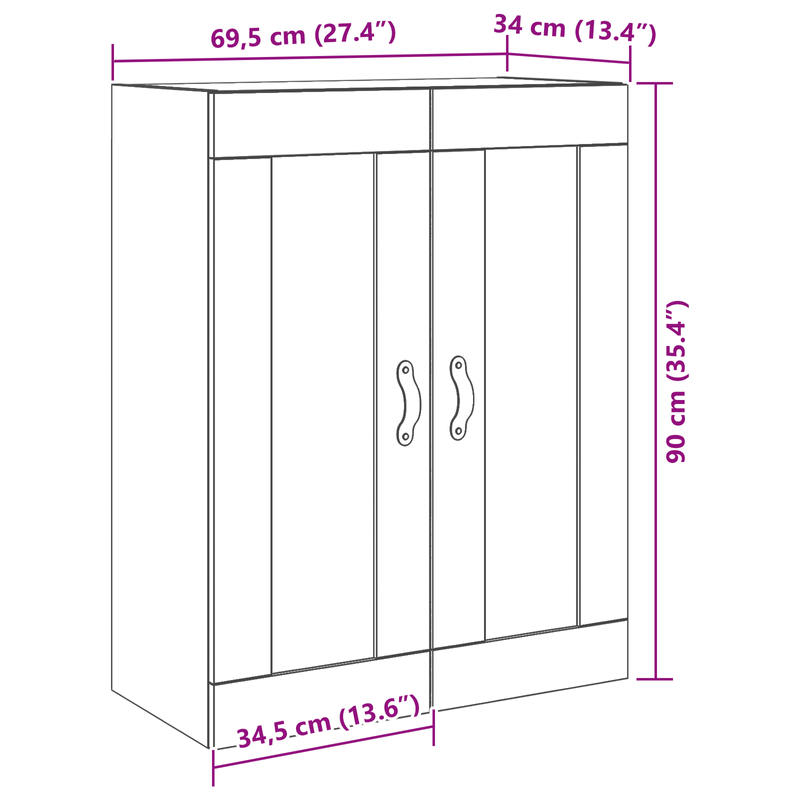 Casa si Gradina - Mobilier - Comode si corpuri - Comode - Dulap de perete cu usi din sticla, lemn vechi, 69,5x34x90 cm - Infinity.ro