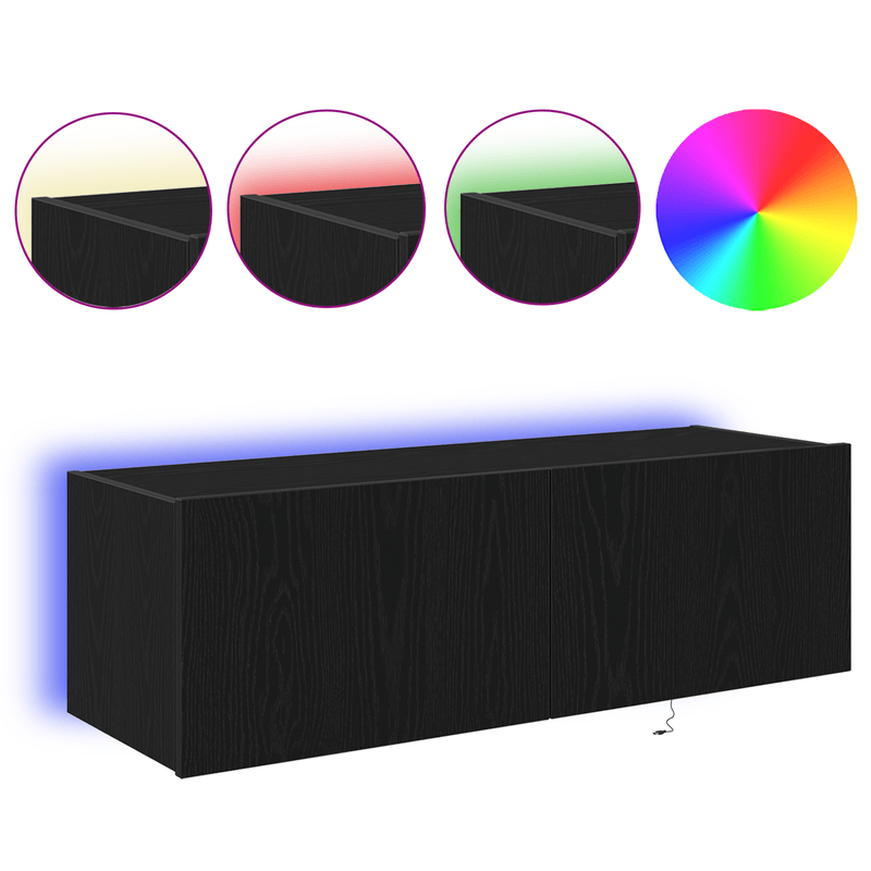 Casa si Gradina - Mobilier - Comode si corpuri - Comode - Dulap de perete cu LED-uri, stejar negru, 100x35x31 cm - Infinity.ro