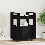 Casa si Gradina - Bucatarie si vesela - Ustensile bucatarie - Cosuri servire - Carucior de bucatarie, stejar negru, 60x45x80 cm lemn prelucrat - Infinity.ro