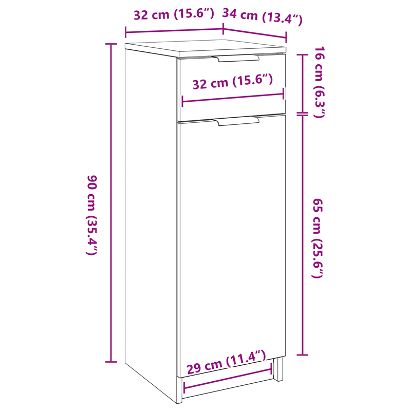 Casa si Gradina - Mobilier - Dulapuri si sifoniere - Dulapuri - Dulap de baie, stejar negru, 32x34x90 cm, lemn prelucrat - Infinity.ro
