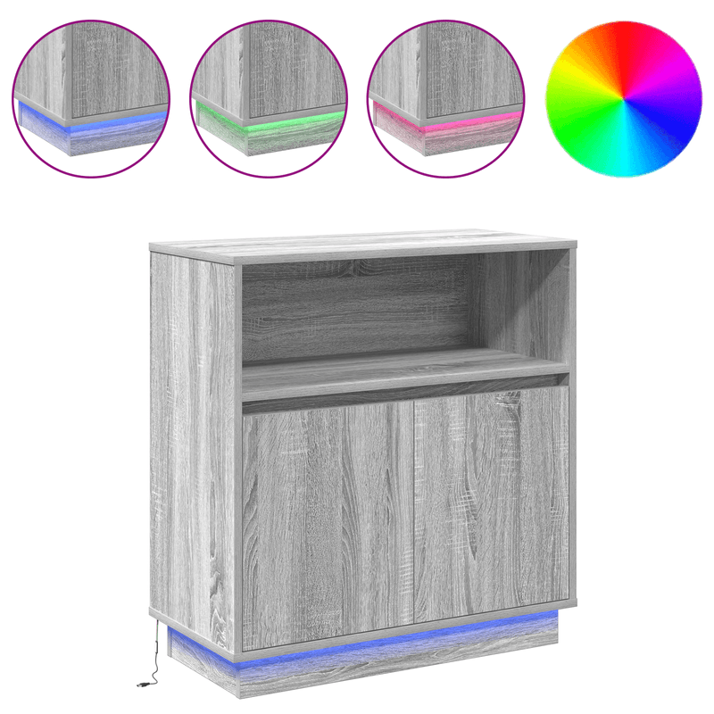 Casa si Gradina - Mobilier - Comode si corpuri - Comode - Dulap cu LED Gri Sonoma 71x34,5x75 cm Lemn prelucrat - Infinity.ro