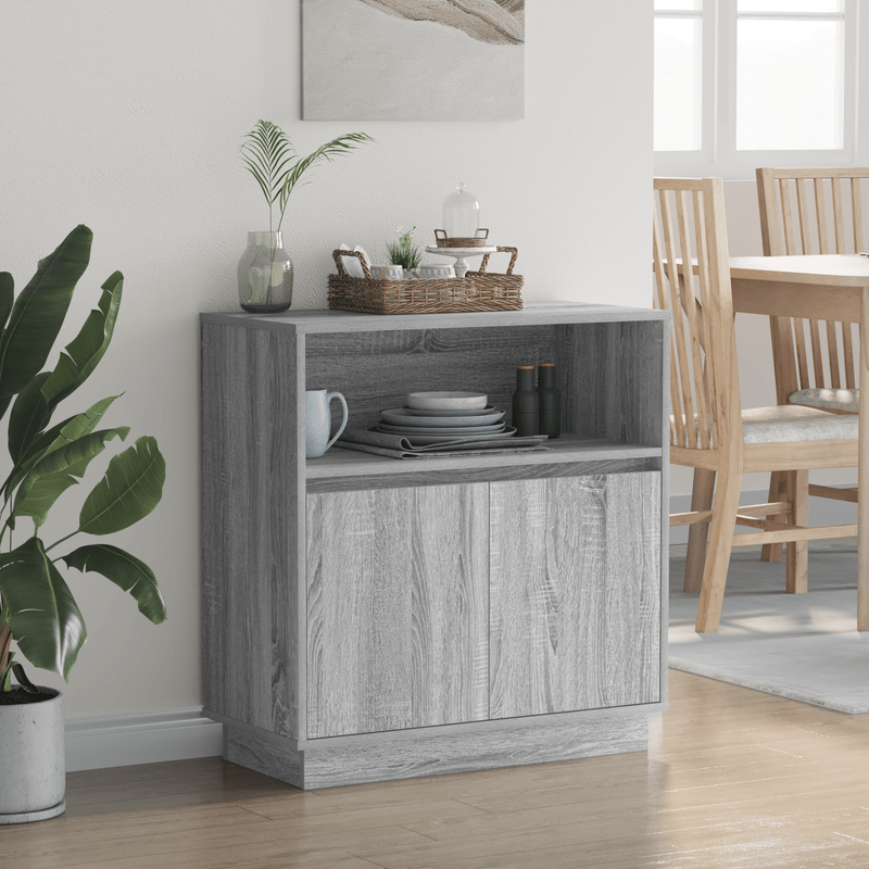Casa si Gradina - Mobilier - Comode si corpuri - Comode - Dulap cu LED Gri Sonoma 71x34,5x75 cm Lemn prelucrat - Infinity.ro