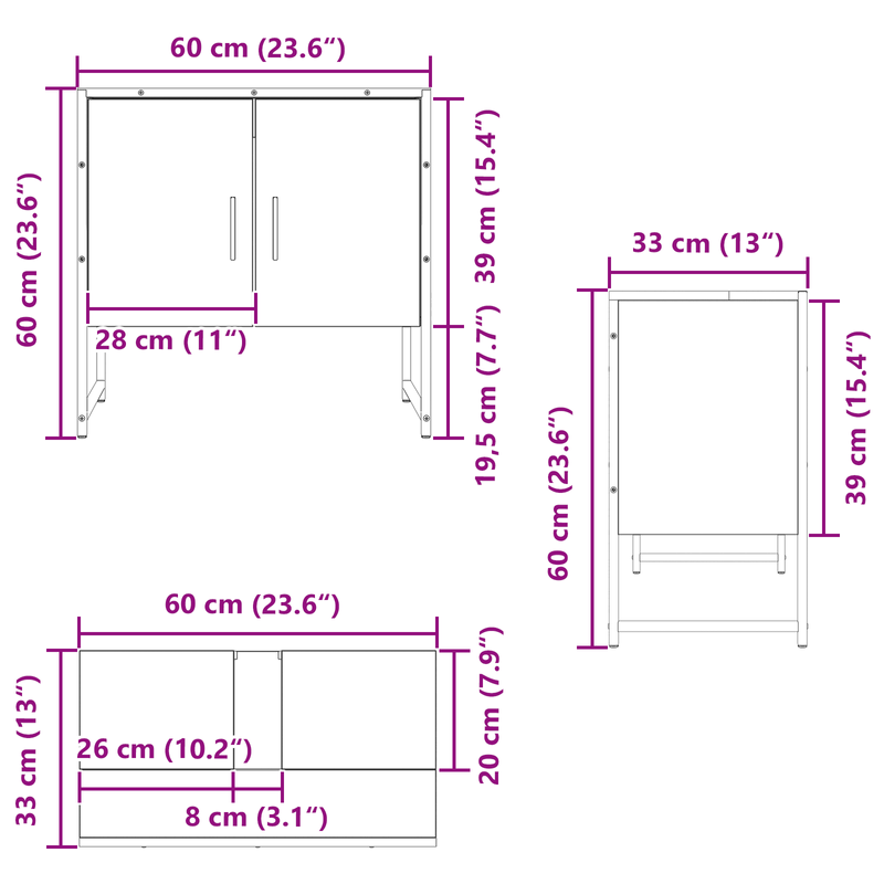 Casa si Gradina - Mobilier - Mobilier baie - Comode baie - Comoda chiuveta de baie, stejar negru 60x33x60 cm lemn prelucrat - Infinity.ro