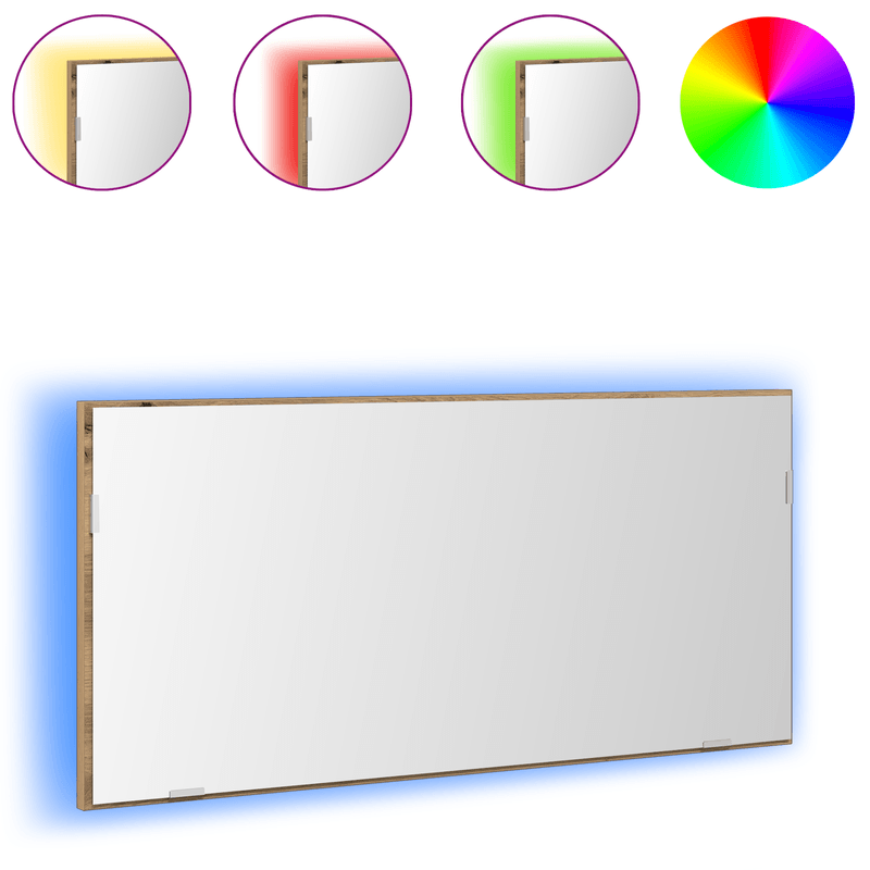 Casa si Gradina - Mobilier - Mobilier baie - Corpuri baie - Dulap de baie cu oglinda si LED, stejar artizanal, 80x37 cm - Infinity.ro