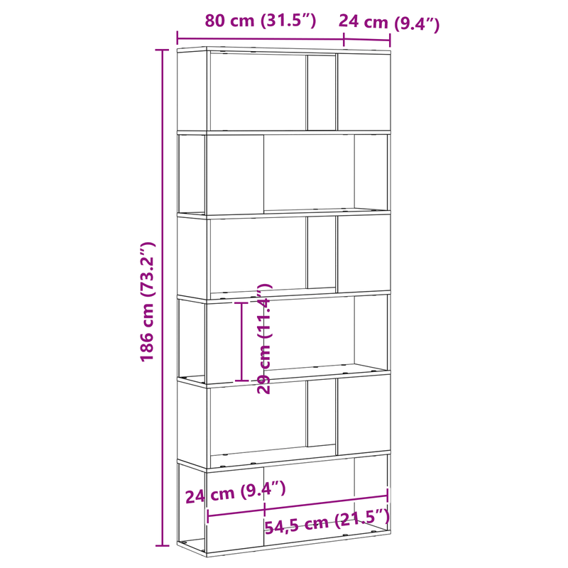 Casa si Gradina - Mobilier - Mese si birouri - Birouri - Biblioteca, stejar negru, 80x24x186 cm, lemn prelucrat - Infinity.ro