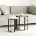 Casa si Gradina - Mobilier - Mese si birouri - Mese living - Set 2 mese laterale, stejar artizanal, lemn prelucrat si metal - Infinity.ro