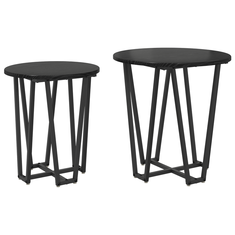 Casa si Gradina - Mobilier - Mese si birouri - Mese living - Set 2 mese laterale, stejar negru, MDF si metal - Infinity.ro