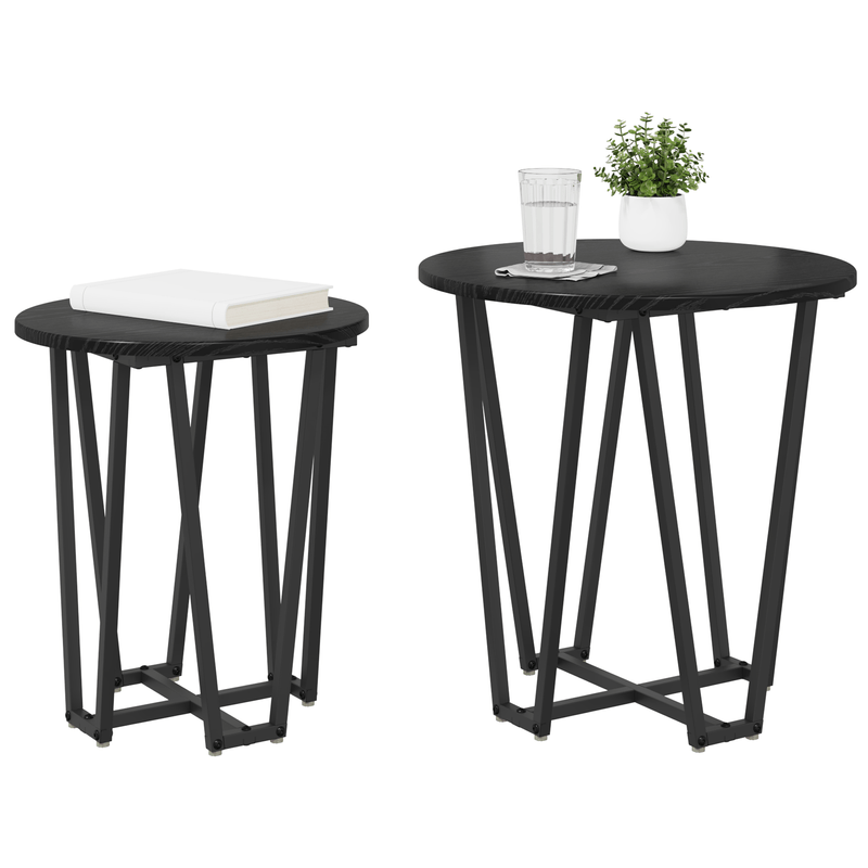 Casa si Gradina - Mobilier - Mese si birouri - Mese living - Set 2 mese laterale, stejar negru, MDF si metal - Infinity.ro