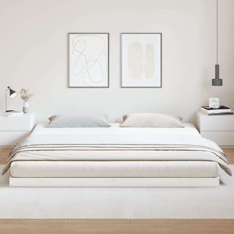 Casa si Gradina - Mobilier - Paturi si accesorii - Paturi - Cadru de pat de podea, alb, 200x220 cm, lemn masiv de pin - Infinity.ro
