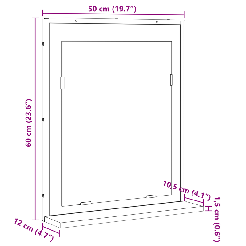 Casa si Gradina - Mobilier - Mobilier baie - Oglinzi baie - Oglinda baie cu raft stejar sonoma 50x12x60 cm lemn prelucrat - Infinity.ro