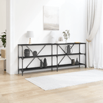 Casa si Gradina - Mobilier - Comode si corpuri - Console - Masa consola, stejar negru, 200x30x75 cm, lemn prelucrat & otel - Infinity.ro