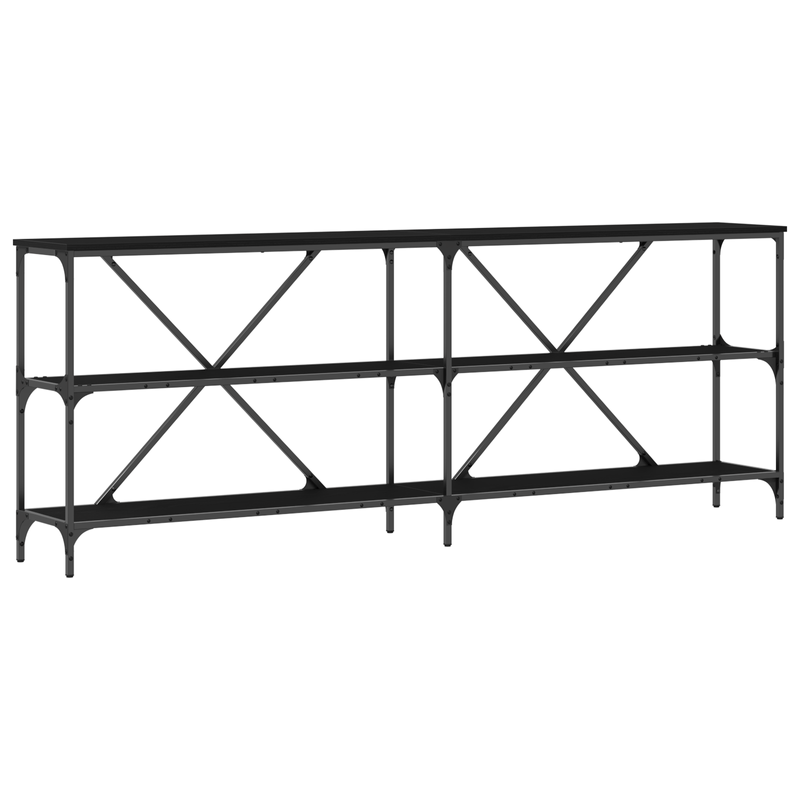Casa si Gradina - Mobilier - Comode si corpuri - Console - Masa consola, stejar negru, 200x30x75 cm, lemn prelucrat & otel - Infinity.ro
