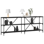 Casa si Gradina - Mobilier - Comode si corpuri - Console - Masa consola, stejar negru, 200x30x75 cm, lemn prelucrat & otel - Infinity.ro