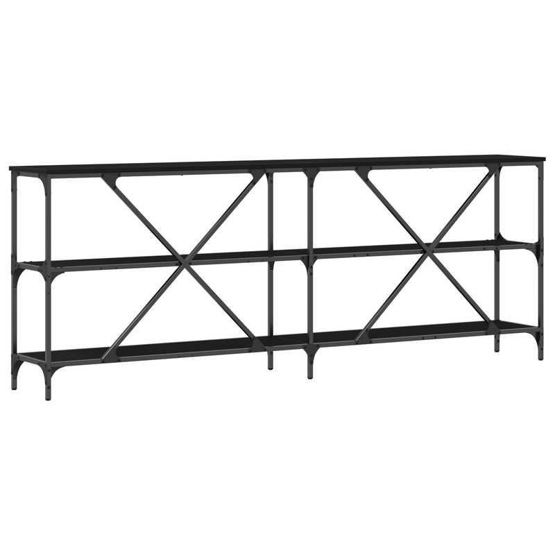 Casa si Gradina - Mobilier - Comode si corpuri - Console - Masa consola, stejar negru, 200x30x75 cm, lemn prelucrat & otel - Infinity.ro