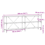 Casa si Gradina - Mobilier - Comode si corpuri - Console - Masa consola, stejar negru, 200x30x75 cm, lemn prelucrat & otel - Infinity.ro