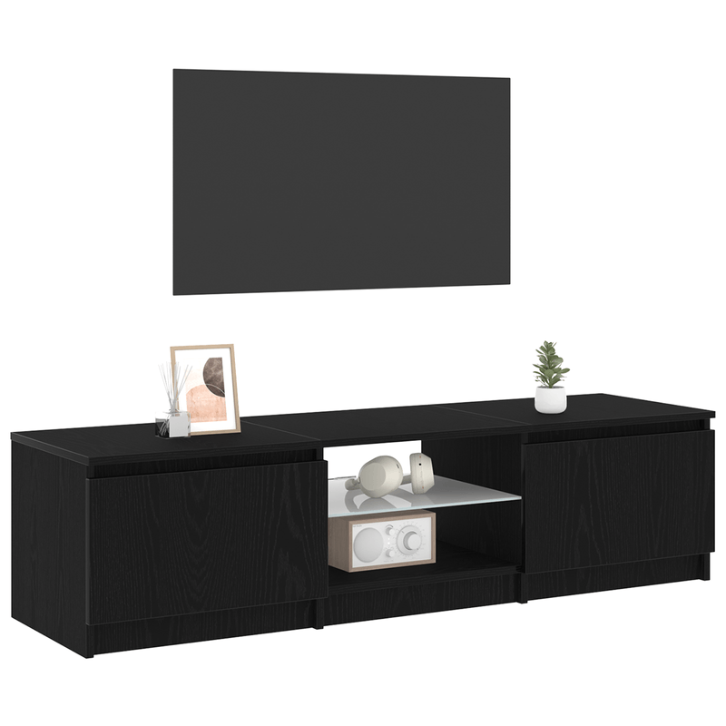 Casa si Gradina - Mobilier - Comode si corpuri - Comode - Dulap TV cu lumini LED Stejar Negru 140x40x35,5 cm Lemn - Infinity.ro