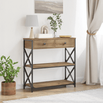 Casa si Gradina - Mobilier - Comode si corpuri - Console - Masa consola, stejar artizanal, 75x28x75 cm, lemn si otel - Infinity.ro