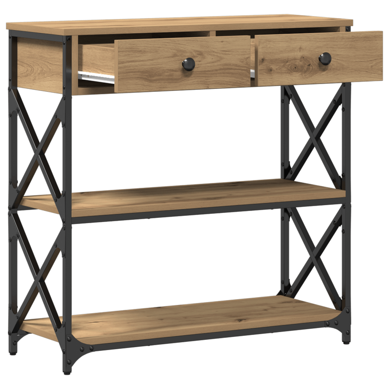 Casa si Gradina - Mobilier - Comode si corpuri - Console - Masa consola, stejar artizanal, 75x28x75 cm, lemn si otel - Infinity.ro