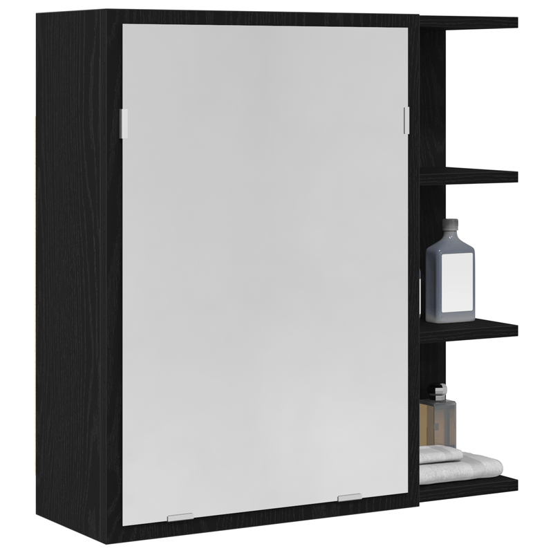 Casa si Gradina - Mobilier - Mobilier baie - Corpuri baie - strong>Cabinet cu oglinda pentru baie  Negru Stejar 62,5x20,5x64cm Lemn prelucrat</strong> - Infinity.ro