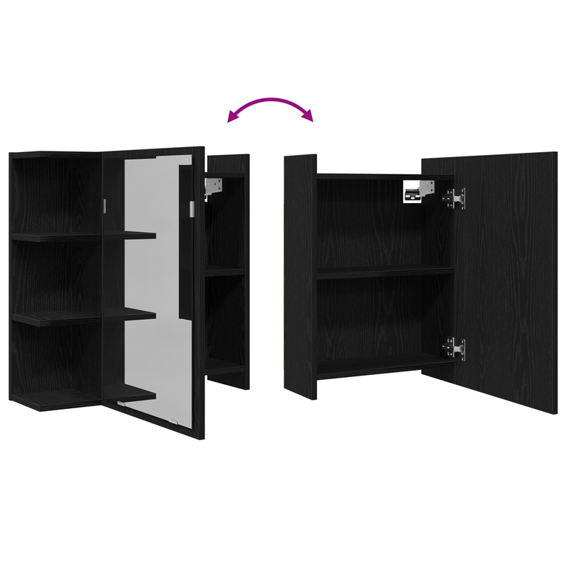 Casa si Gradina - Mobilier - Mobilier baie - Corpuri baie - strong>Cabinet cu oglinda pentru baie  Negru Stejar 62,5x20,5x64cm Lemn prelucrat</strong> - Infinity.ro