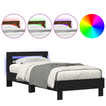 Casa si Gradina - Mobilier - Paturi si accesorii - Paturi - Cadru de pat cu LED, stejar negru, 75x190 cm lemn prelucrat - Infinity.ro