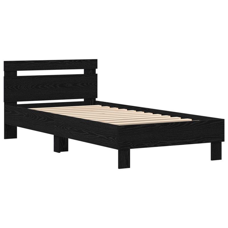 Casa si Gradina - Mobilier - Paturi si accesorii - Paturi - Cadru de pat cu LED, stejar negru, 75x190 cm lemn prelucrat - Infinity.ro