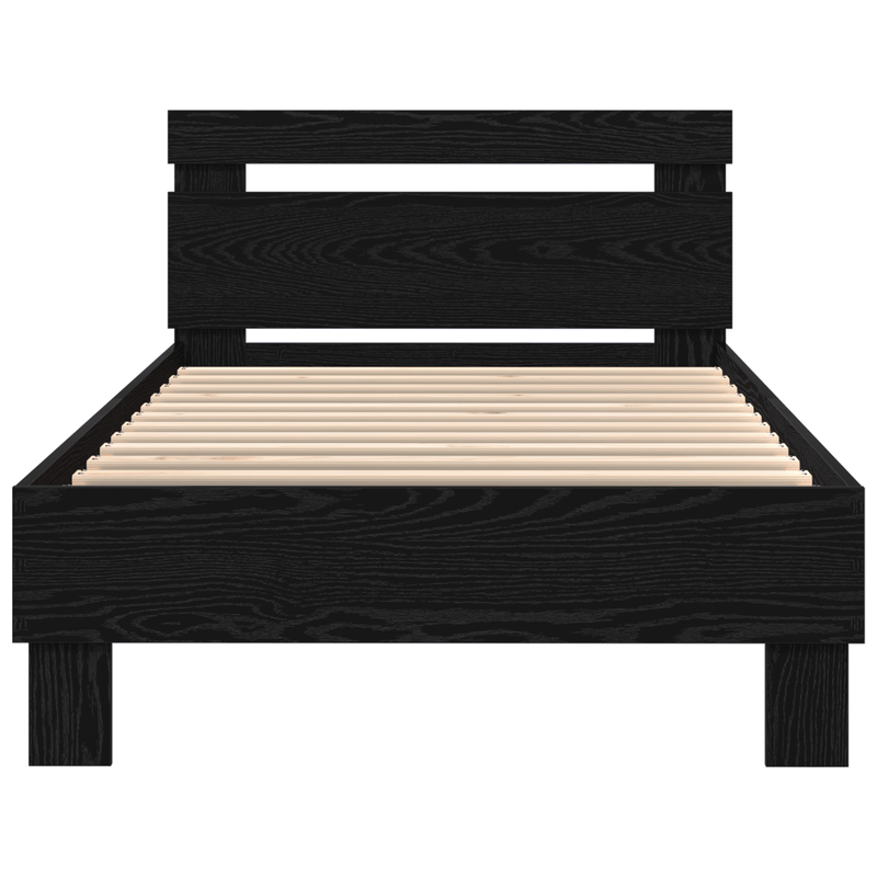 Casa si Gradina - Mobilier - Paturi si accesorii - Paturi - Cadru de pat cu LED, stejar negru, 75x190 cm lemn prelucrat - Infinity.ro